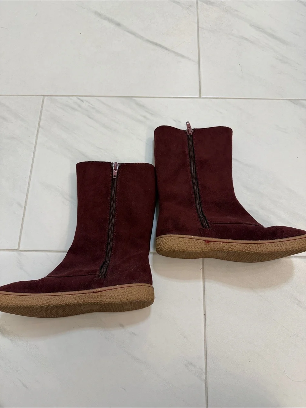 Livie & Luca Girls Burgundy Suede Bow Boots
